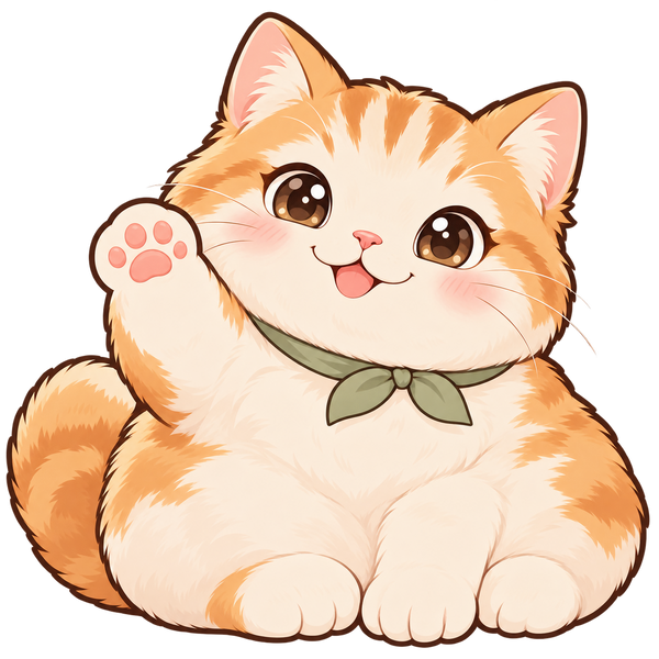 Mochi, our original orange-and-cream anime cat mascot